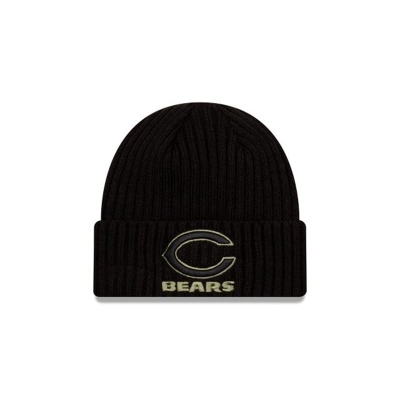 Black Chicago Bears Hat - New Era NFL Salute To Service Cuff Knit Beanie USA9573012